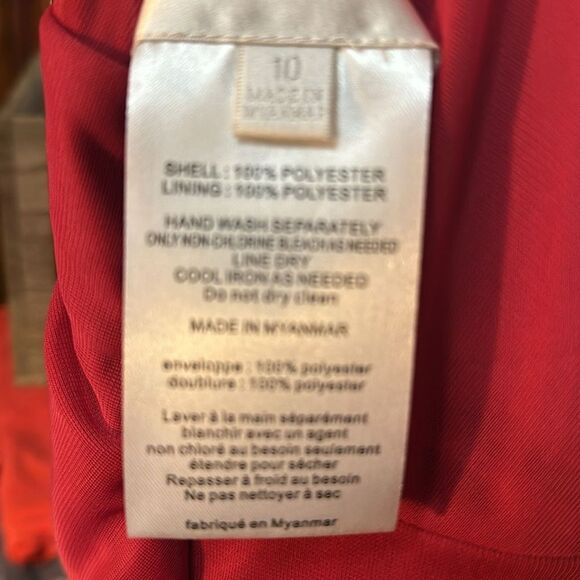 David’s Bridal Red Maxi Evening Gown Size 10 Ruched Sleeveless Keyhole Back - Picture 7 of 8